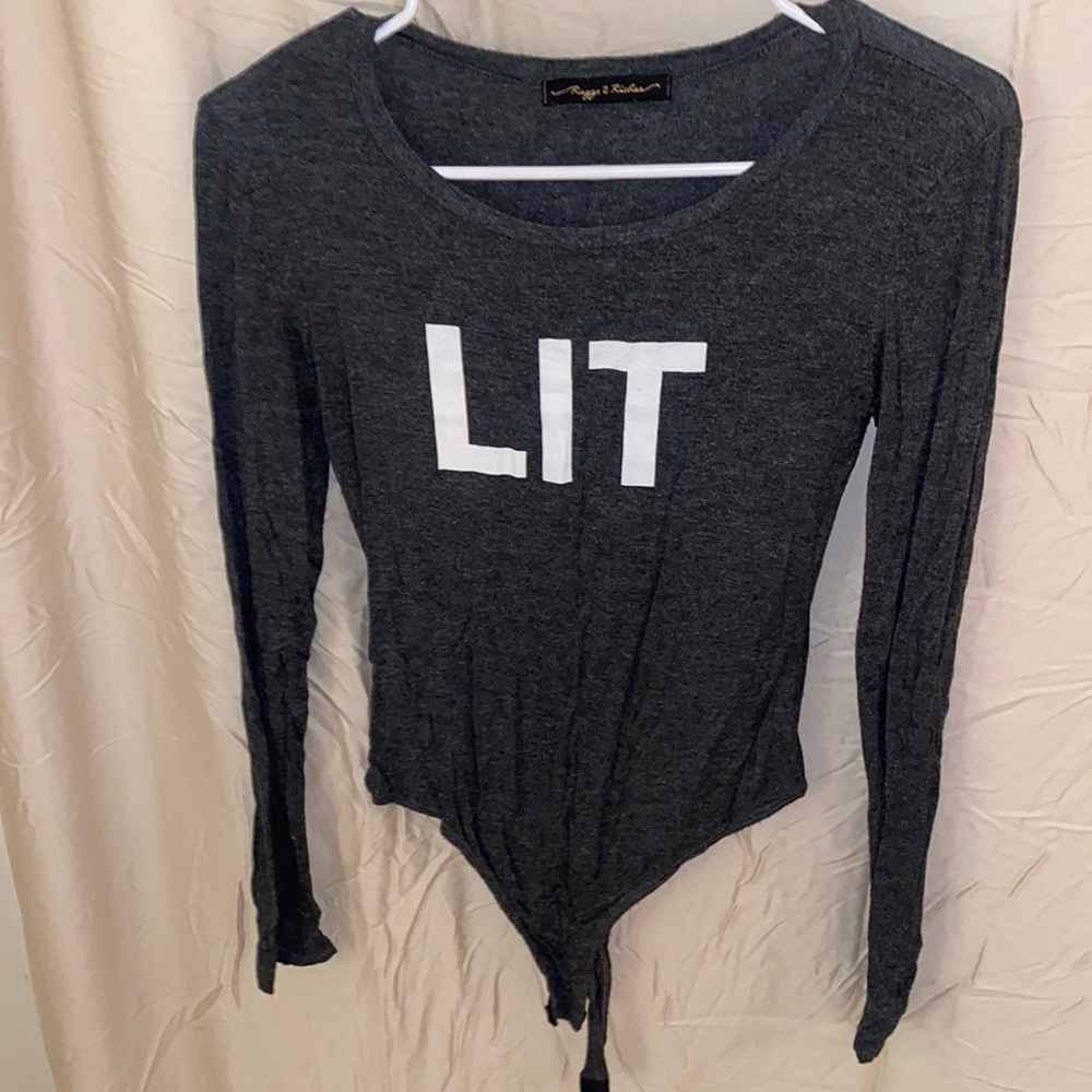 Grey long sleeve bodysuit LIT